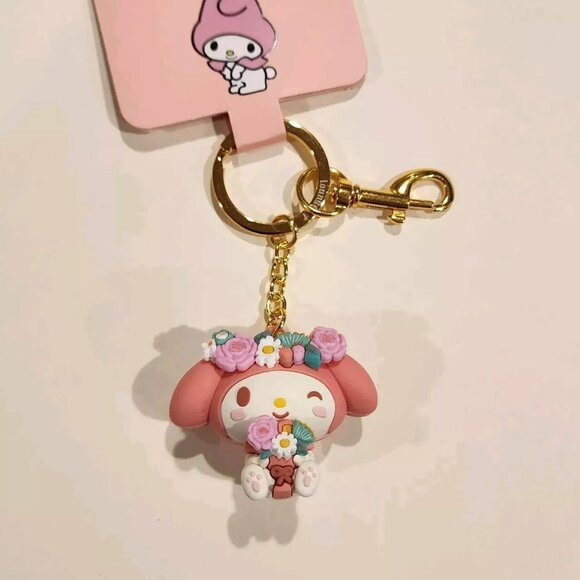 Loungefly Sanrio My Melody Earth Day Flower Crown Floral Pink 3D Keychain NEW - Picture 12 of 12